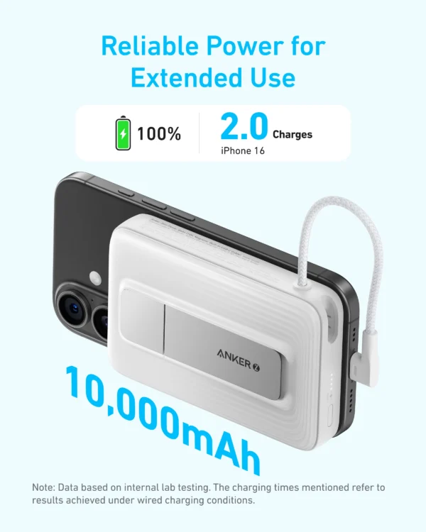 ⁦باور بانك أنكر Zolo مغناطيسي 10000 مللي أمبير - أسود - Anker Zolo Magnetic Power Bank 10000mAh - Black⁩ - الصورة ⁦6⁩