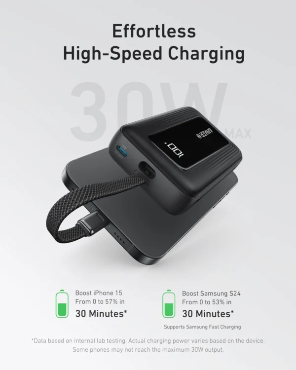 ⁦باور بانك Anker Zolo مغناطيسي 10000mAh - اسود - Anker Zolo Magnetic Power Bank 10000mAh - Black⁩ - الصورة ⁦3⁩