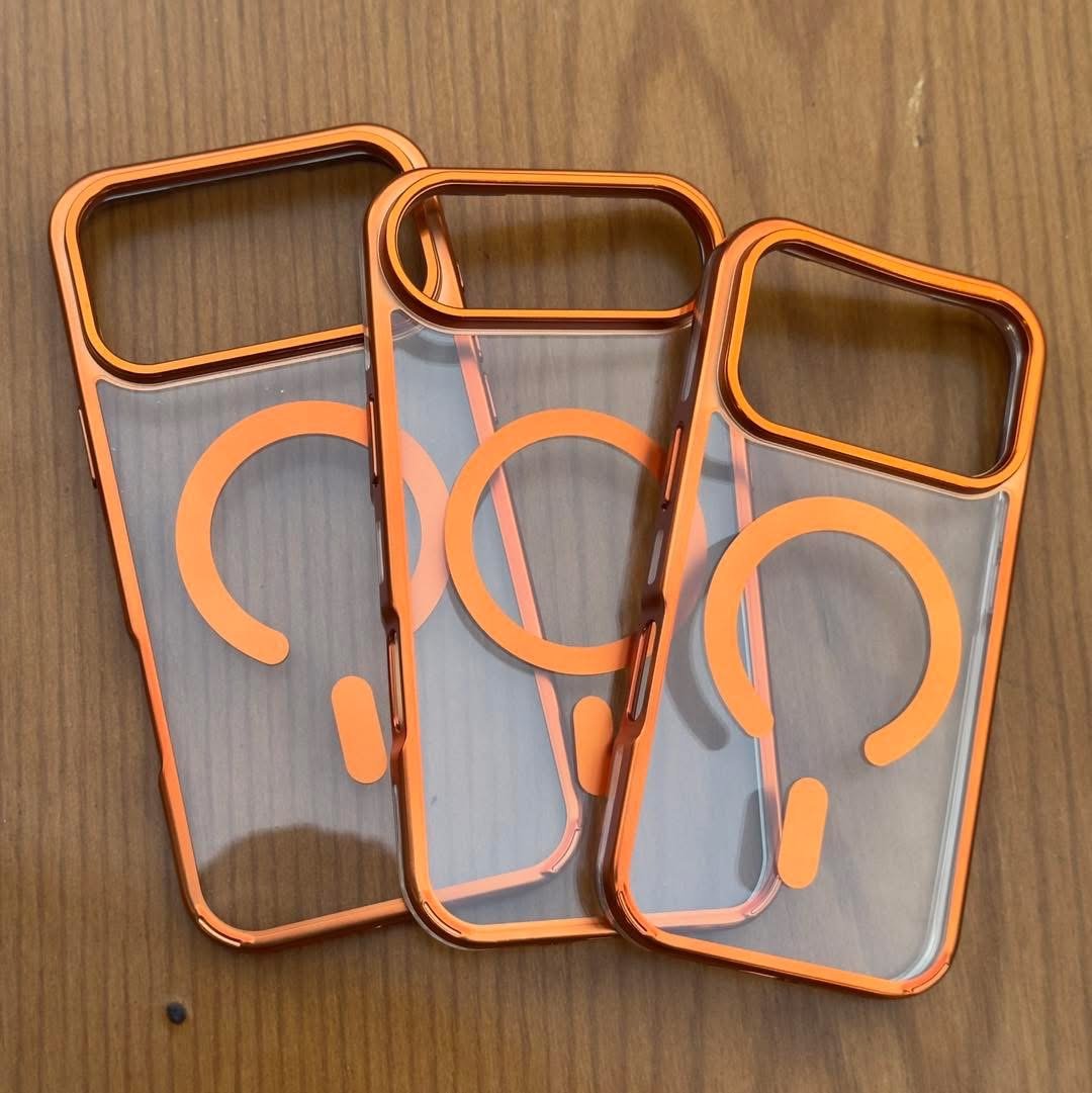 جراب ايفون شفاف MagSafe باطار معدني فاخر - Transparent iPhone MagSafe Case with Luxury Metal Frame