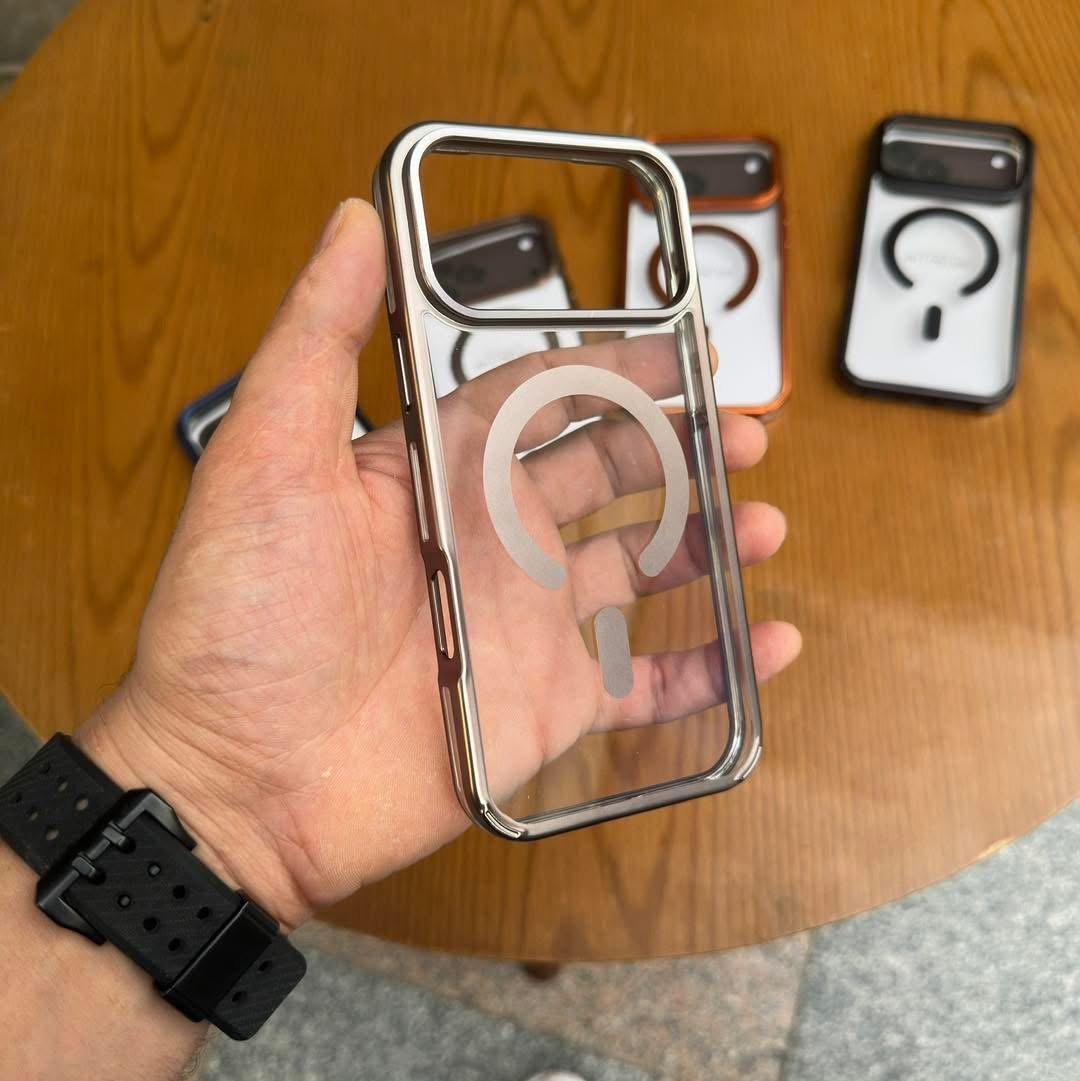 جراب ايفون شفاف MagSafe باطار معدني فاخر - Transparent iPhone MagSafe Case with Luxury Metal Frame - الصورة 9