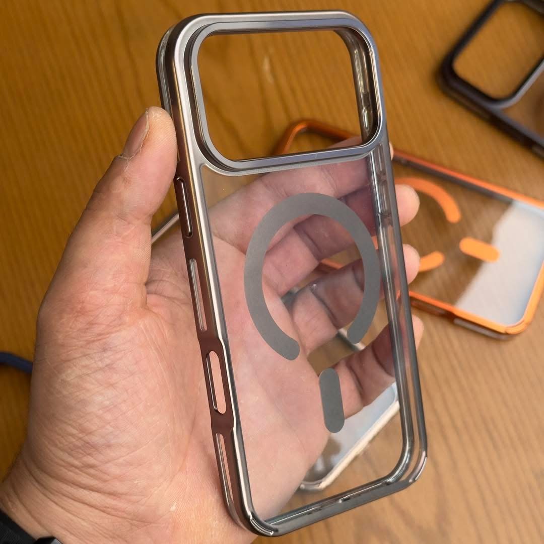 جراب ايفون شفاف MagSafe باطار معدني فاخر - Transparent iPhone MagSafe Case with Luxury Metal Frame - الصورة 10