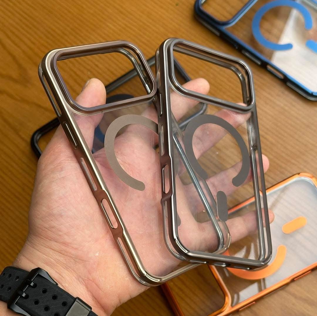 جراب ايفون شفاف MagSafe باطار معدني فاخر - Transparent iPhone MagSafe Case with Luxury Metal Frame - الصورة 3