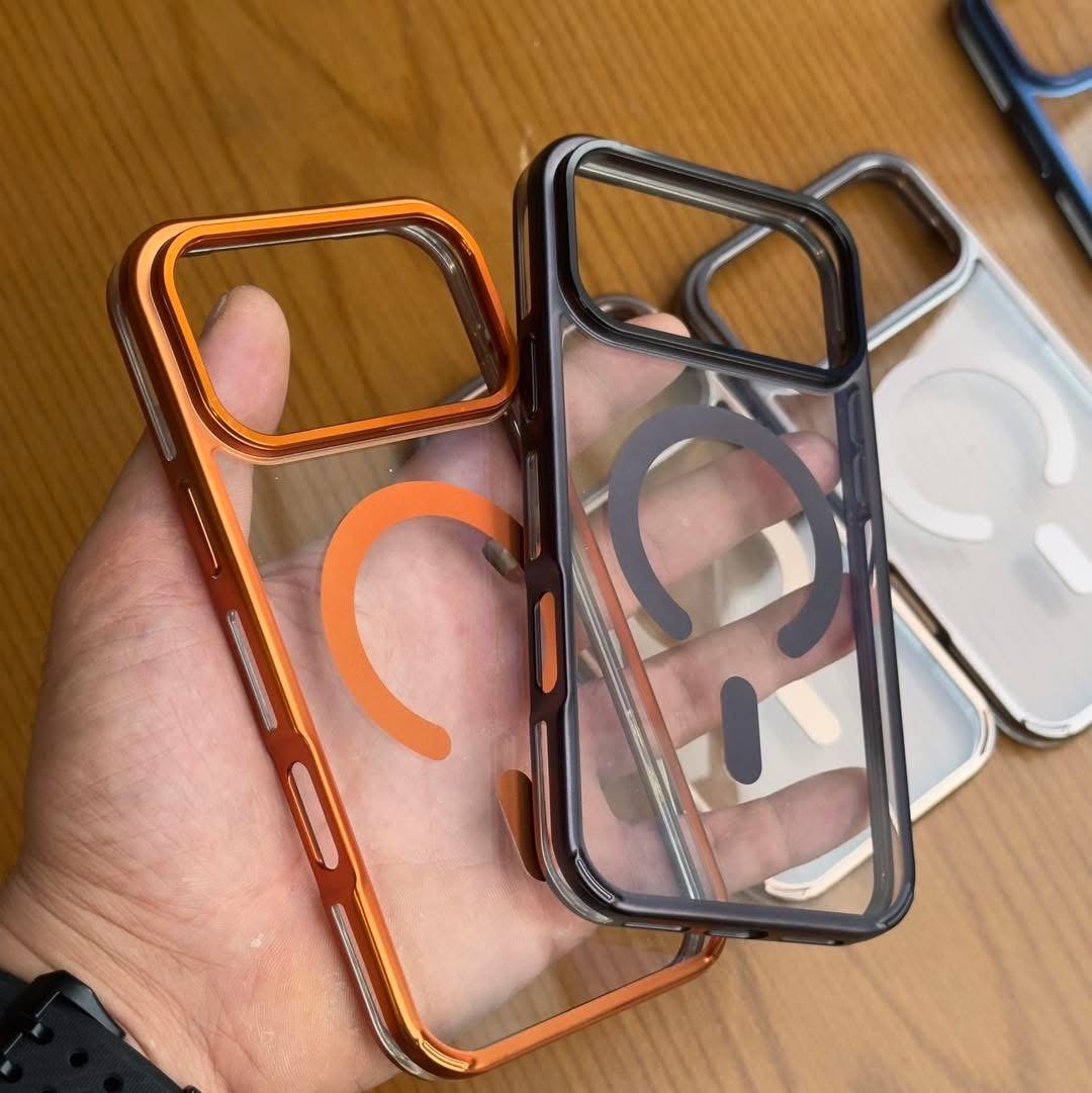 جراب ايفون شفاف MagSafe باطار معدني فاخر - Transparent iPhone MagSafe Case with Luxury Metal Frame - الصورة 2